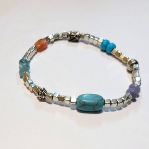 Handmade Gemstone and Silver Bracelet
